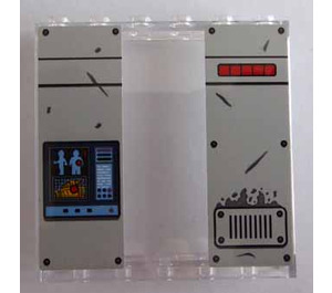 LEGO Transparent Panneau 1 x 6 x 5 avec rouge Stripe, Vents et Scanner Monitor Autocollant (59349)
