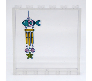 LEGO Transparent Panel 1 x 6 x 5 with Shime with Ship and Shells Sticker (59349)