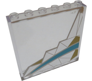 LEGO Transparent Panel 1 x 6 x 5 with Silver and Light Blue Pattern Left From set 41106 Sticker (59349)
