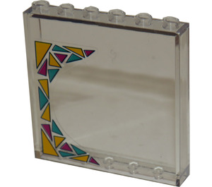 LEGO Transparent Panel 1 x 6 x 5 with Triangles Pattern Model Right Side Sticker (59349)