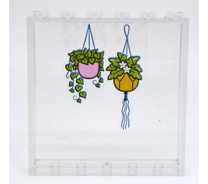 LEGO Transparent Panel 1 x 6 x 5 with Two Hanging Potted Plants Sticker (59349)