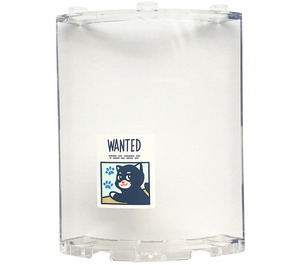 LEGO Transparent Panel 4 x 4 x 6 Curved with Cat, 'WANTED', Paws Sticker (30562)