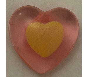 LEGO Transparent Pink 2x2 Small Heart with Clip with Bright Light Yellow Heart (45450)