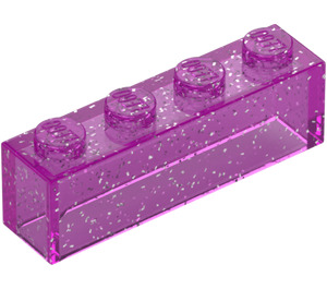 LEGO Transparent Pink Glitter Brick 1 x 4 without Bottom Tubes (3066 / 35256)