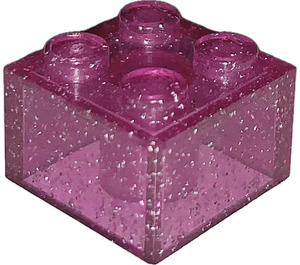 LEGO Transparent Pink Glitter Brick 2 x 2 (3003 / 6223)