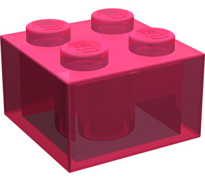 LEGO Transparent Pink Glitter Brick 2 x 2 without Cross Supports (3003)