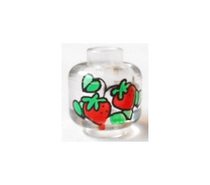 LEGO Transparent Plain Head, Decorated with Strawberries and Leaves (Safety Stud) (3626 / 83942)