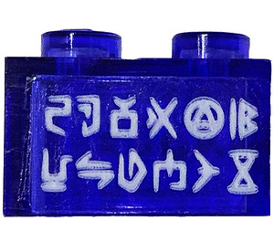 LEGO Transparentes Lila Backstein 1 x 2 mit Runes Aufkleber ohne Unterrohr (3065)