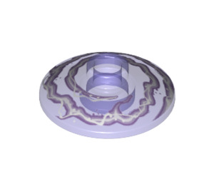 LEGO Transparent Purple Dish 2 x 2 with White and Lavender Lightning Swirl (4740 / 20268)
