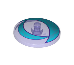 LEGO Transparent Purple Dish 4 x 4 with Crescents and Lightning Pattern (Solid Stud) (3960 / 33834)