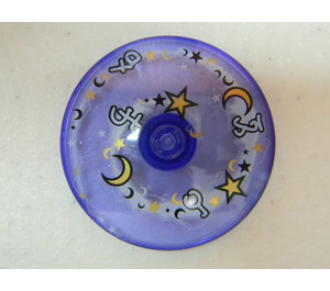 LEGO Transparent Purple Dish 4 x 4 with Moons, Stars and Magic Symbols (Solid Stud) (3960 / 43769)