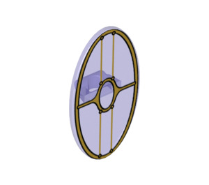 LEGO Transparant paars Oval Schild met Gold Kader zonder roze gebieden (30947 / 34946)