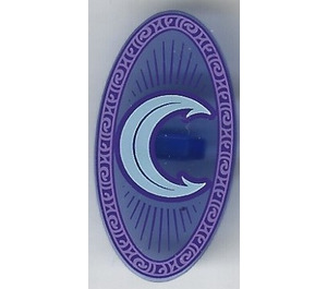 LEGO Transparent Purple Oval Shield with Gray Crescent Moon (30947)