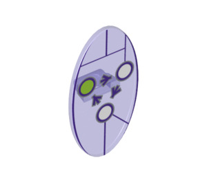 LEGO Transparent Purple Oval Shield with Keystone and Flow Arrows (23719 / 34929)