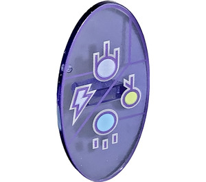LEGO Transparent Purple Oval Shield with Lightning and Electricity Symbols (23725 / 34943)