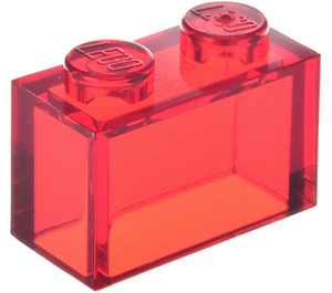LEGO Rouge transparent Brique 1 x 2 sans tube à l'intérieur (3065 / 35743)