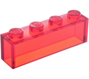 LEGO Rojo transparente Ladrillo 1 x 4 sin Tubos Inferiores (3066 / 35256)