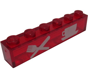 LEGO Rosso trasparente Mattoncino 1 x 6 con Cutlery senza tubi inferiori (3067)