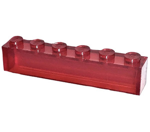 LEGO Transparant Rood Steen 1 x 6 zonder buizen aan de onderzijde (3067)