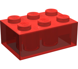 LEGO Transparant Rood Steen 2 x 3 (3002)