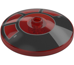 LEGO Rojo transparente Dish 4 x 4 con Dark Falcon Cabina de mando (Espiga abierta) (35394 / 109647)