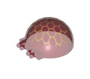 LEGO Transparent Red Dome 6 x 6 x 3 with Hinge Stubs with Hive Crawler Decoration (14409 / 50747)
