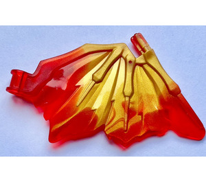 LEGO Transparent Red Dragon Wing with Marbled Pearl Gold