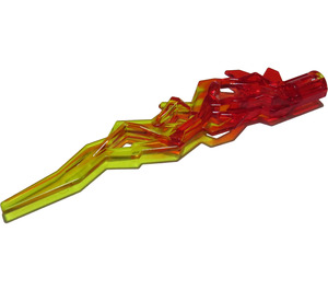 LEGO Transparentes Rot Flamme / Lightning Bolt mit Achsloch mit Marmoriert Transparent Gelb (11302 / 21873)