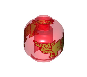 LEGO Transparentes Rot Kopf mit golden Ox (Einbau-Vollbolzen) (3626 / 75429)
