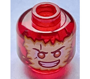 LEGO Transparent Red Kai Head with Bright Light Orange Energy Face (Safety Stud) (3626 / 78097)