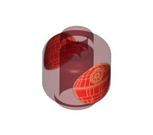 LEGO Transparent Red Minifigure Head with Decoration (Safety Stud) (3626 / 86407)