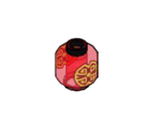 LEGO Transparent Red Minifigure Head with Gold Lantern (Recessed Solid Stud) (3274 / 102905)