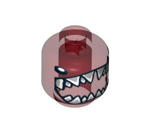 LEGO Transparent Red Minifigure Head with Tiny Eyes and Bared Shark Teeth (Safety Stud) (3626 / 94355)