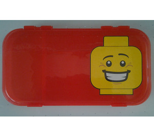 LEGO Transparent Red Minifigure Storage Case with Smiling Minifigure Head (499188)