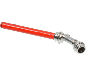 LEGO Transparent Red Minifigure Weapon Lightsaber with Chrome Silver Tilted Hilt