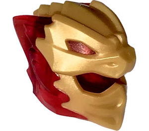 LEGO Transparant rood Ninjago Helm met Flames en Gold Draak Gezicht (79899)