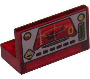 LEGO Transparent Red Panel 1 x 2 x 1 with Underwater Control Panel with Square Corners (42213 / 42344)