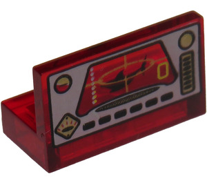 LEGO Transparent Red Panel 1 x 2 x 1 with Underwater Control Panel with Square Corners (4865)