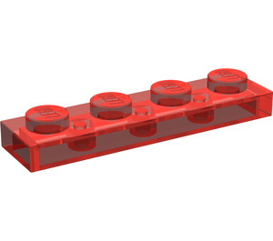 LEGO Transparent Red Plate 1 x 4 (3710)