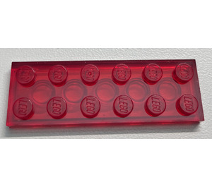 LEGO Transparent Red Plate 2 x 6 (3795)