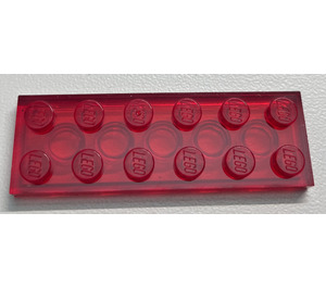 LEGO Transparentes Rot Platte 2 x 6 (3795)