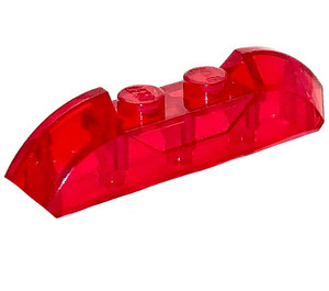 LEGO Transparent Red Slope 1 x 4 Curved with Sloped Ends and Two Top Studs (40996)