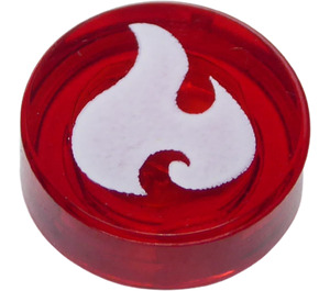 LEGO Transparent Red Tile 1 x 1 Round with Elves Fire Power Symbol (20301 / 98138)