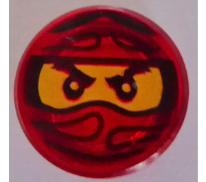 LEGO Transparant rood Tegel 1 x 1 Rond met Ninjago 'Kai' (98138)