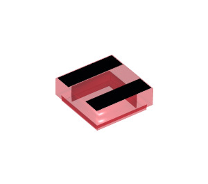 LEGO Transparant Rood Tegel 1 x 1 met Zwart Lines met groef (3070 / 100919)