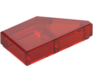 LEGO Transparent Red Tile 1 x 2 45° Angled Cut Left (5091)