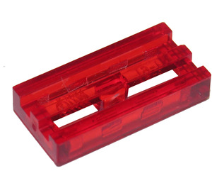 LEGO Transparentes Rot Fliese 1 x 2 Gitter (mit Unterrohr) (2412 / 30244)