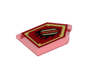 LEGO Transparent Red Tile 2 x 3 Pentagonal with Burnt Hot Dog Power Shield (22385 / 33764)