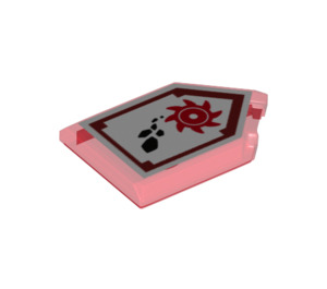 LEGO Transparent Red Tile 2 x 3 Pentagonal with Rock Ripper Power Shield (22385 / 24619)