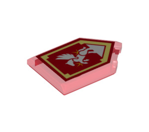 LEGO Transparent Red Tile 2 x 3 Pentagonal with Silver Pegasus Power Shield (22385 / 29092)